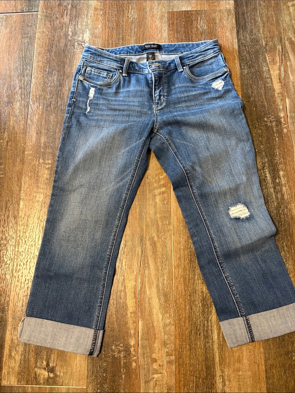 White House Black Market Medium Blue Cropped Distressed Jeans